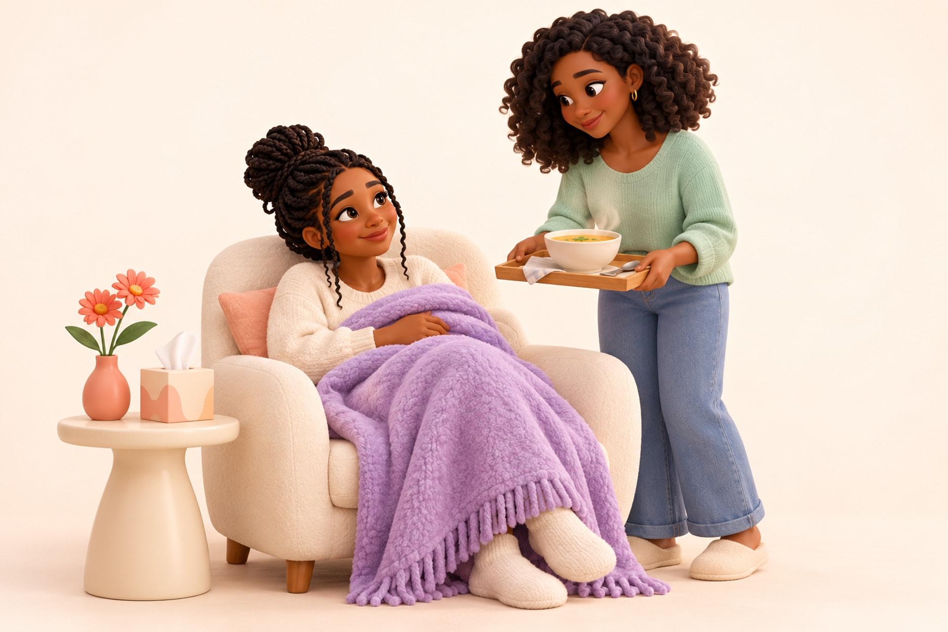 Get Well celebration, friends or family sharing a warm moment